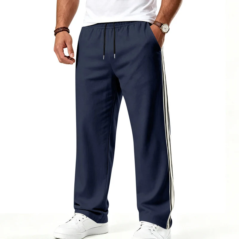Herren Weite Freizeithose aus Funktionsjersey mit elastischem Bund und seitlichem Doppelstreifen Nord Taschen