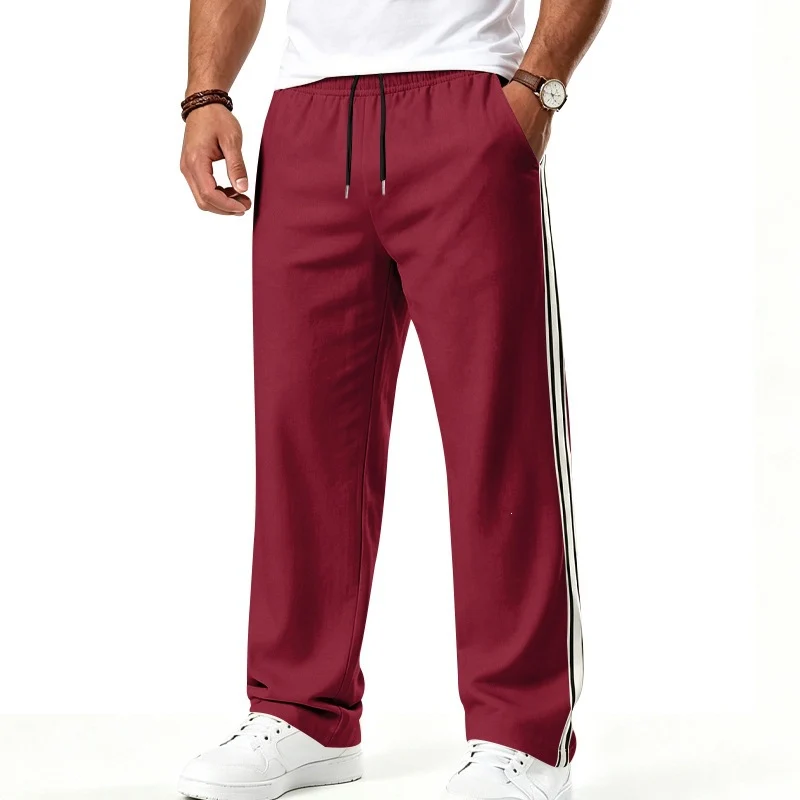 Herren Weite Freizeithose aus Funktionsjersey mit elastischem Bund und seitlichem Doppelstreifen Nord Taschen