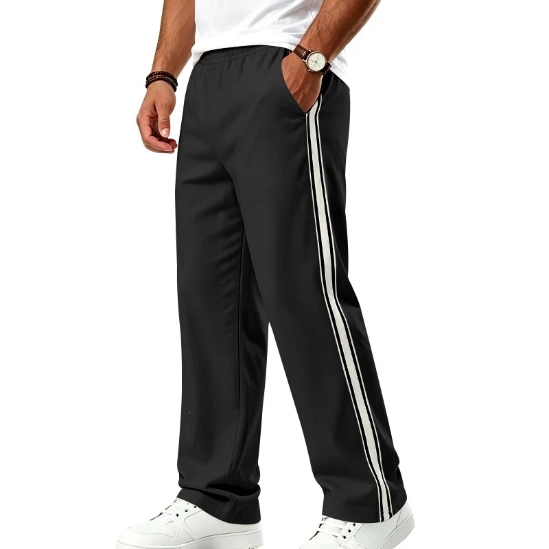 Herren Weite Freizeithose aus Funktionsjersey mit elastischem Bund und seitlichem Doppelstreifen Nord Taschen