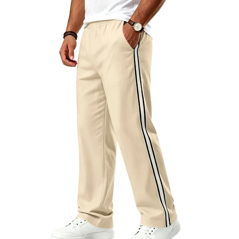 Herren Weite Freizeithose aus Funktionsjersey mit elastischem Bund und seitlichem Doppelstreifen Nord Taschen