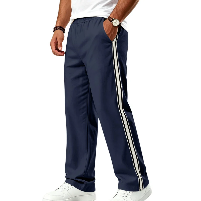 Herren Weite Freizeithose aus Funktionsjersey mit elastischem Bund und seitlichem Doppelstreifen Nord Taschen