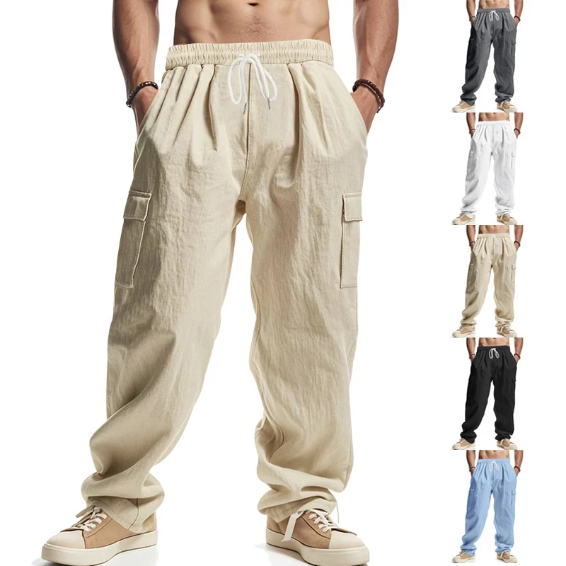 Herren Weit geschnittene Cargo-Hose aus leichtem Ripstop mit elastischem Bund und Klappentaschen Nord Taschen