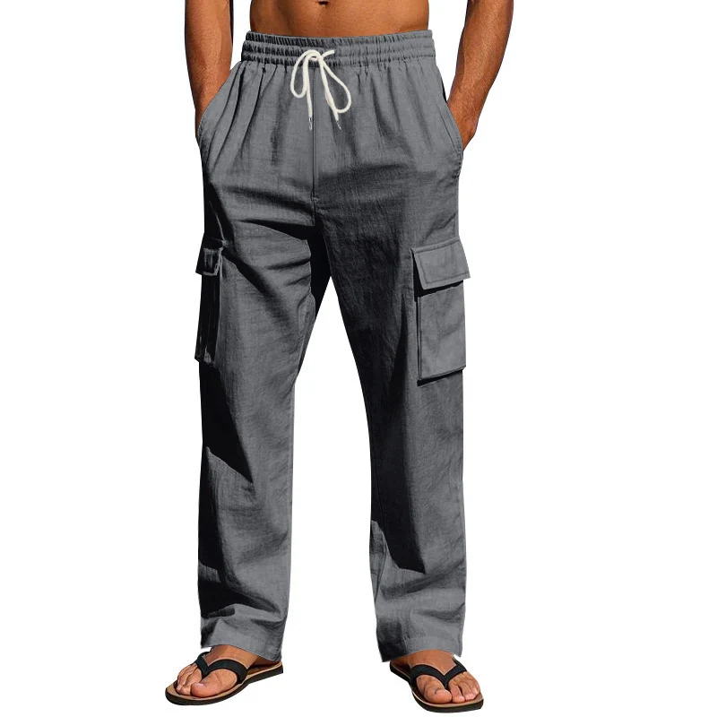 Herren Weit geschnittene Cargo-Hose aus leichtem Ripstop mit elastischem Bund und Klappentaschen Nord Taschen
