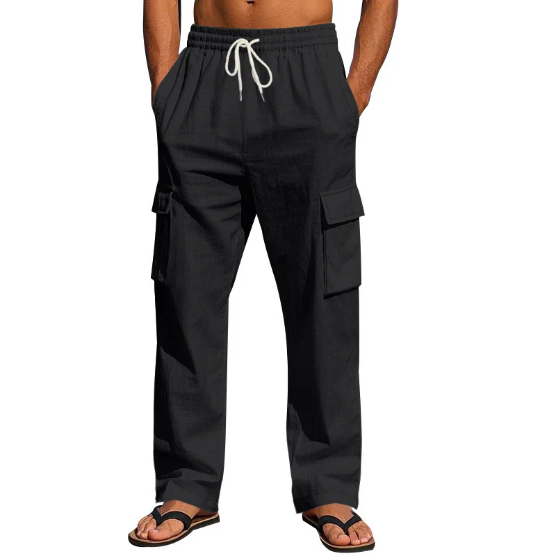 Herren Weit geschnittene Cargo-Hose aus leichtem Ripstop mit elastischem Bund und Klappentaschen Nord Taschen