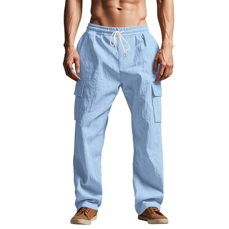 Herren Weit geschnittene Cargo-Hose aus leichtem Ripstop mit elastischem Bund und Klappentaschen Nord Taschen
