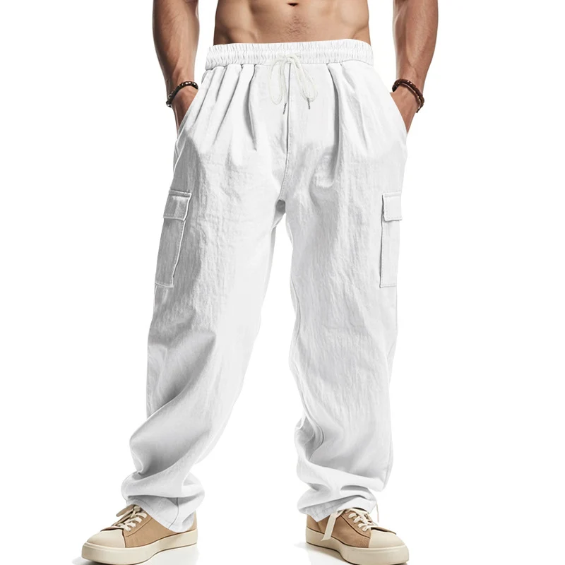 Herren Weit geschnittene Cargo-Hose aus leichtem Ripstop mit elastischem Bund und Klappentaschen Nord Taschen