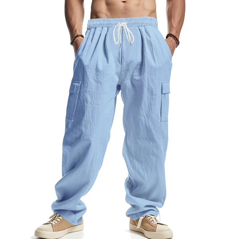 Herren Weit geschnittene Cargo-Hose aus leichtem Ripstop mit elastischem Bund und Klappentaschen Nord Taschen