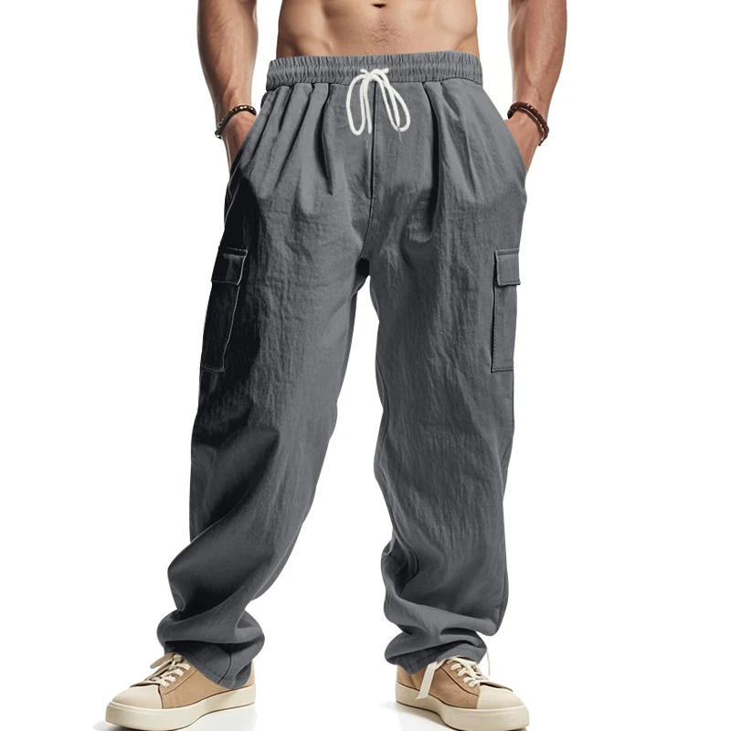 Herren Weit geschnittene Cargo-Hose aus leichtem Ripstop mit elastischem Bund und Klappentaschen Nord Taschen