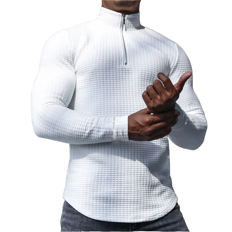 Herren Waffelstrick-Langarmshirt mit kurzem Reißverschluss Nord Taschen