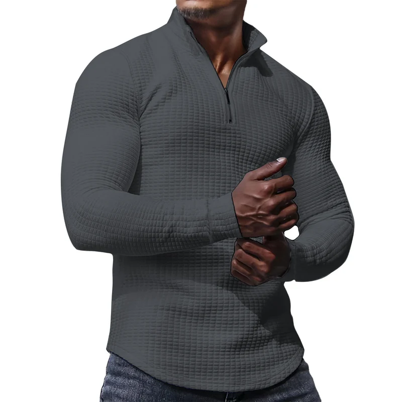 Herren Waffelstrick-Langarmshirt mit kurzem Reißverschluss Nord Taschen