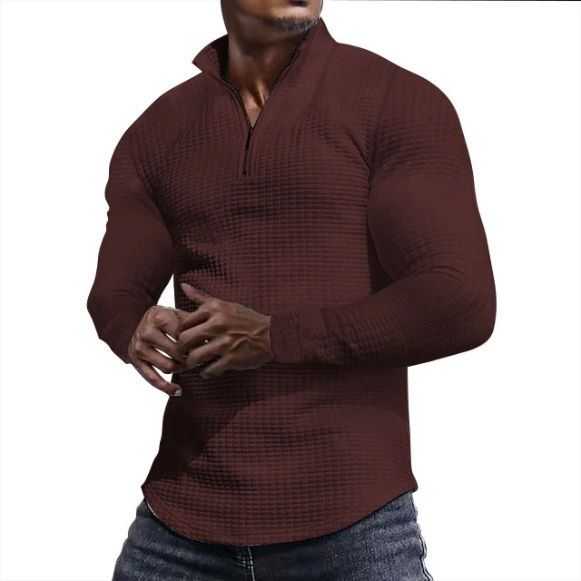 Herren Waffelstrick-Langarmshirt mit kurzem Reißverschluss Nord Taschen