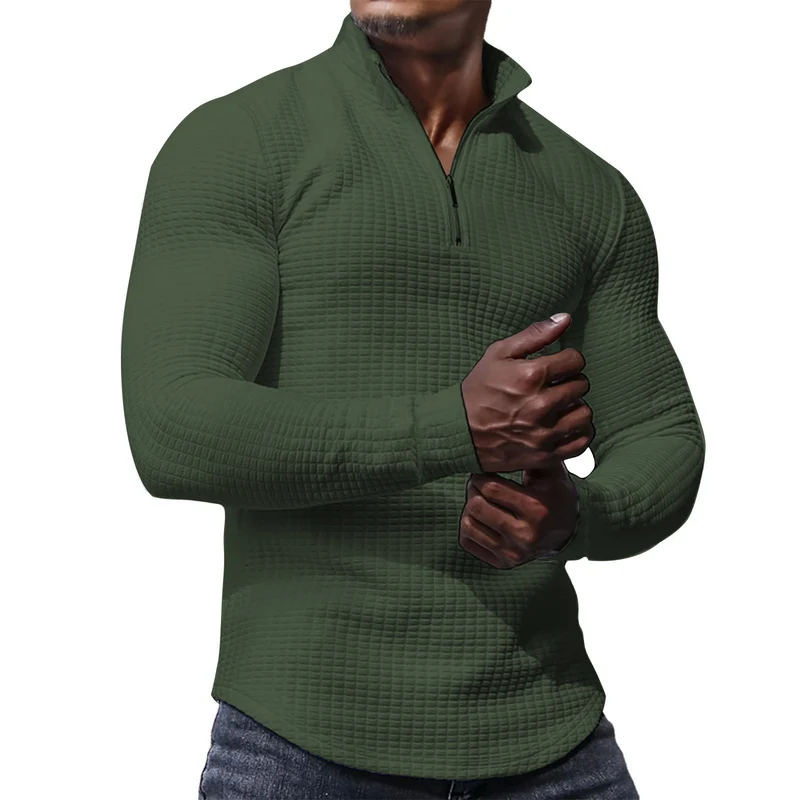 Herren Waffelstrick-Langarmshirt mit kurzem Reißverschluss Nord Taschen