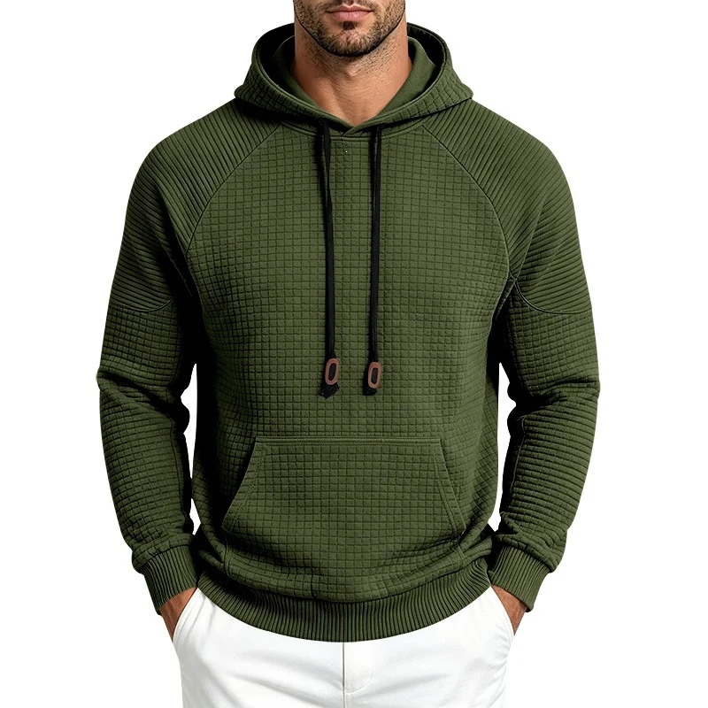 Herren Thermo-Waffel-Hoodie mit Raglanärmeln und Kängurutasche Nord Taschen
