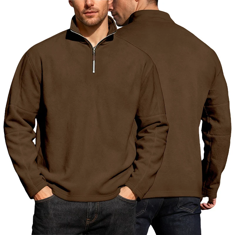Herren Thermo-Fleece-Halbzip-Pullover mit Stehkragen Nord Taschen