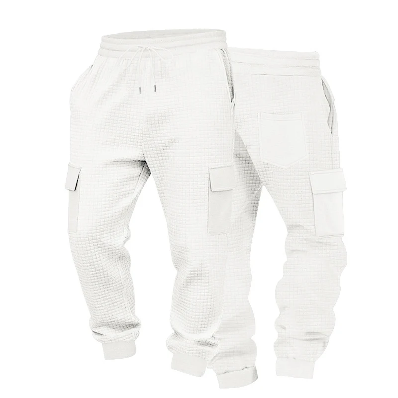 Herren Texturierte Waffel-Cargo-Jogginghose mit elastischem Bund und Multifunktions-Taschendesign Nord Taschen