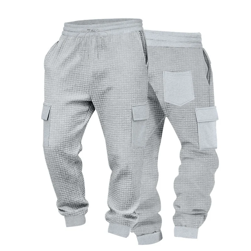 Herren Texturierte Waffel-Cargo-Jogginghose mit elastischem Bund und Multifunktions-Taschendesign Nord Taschen