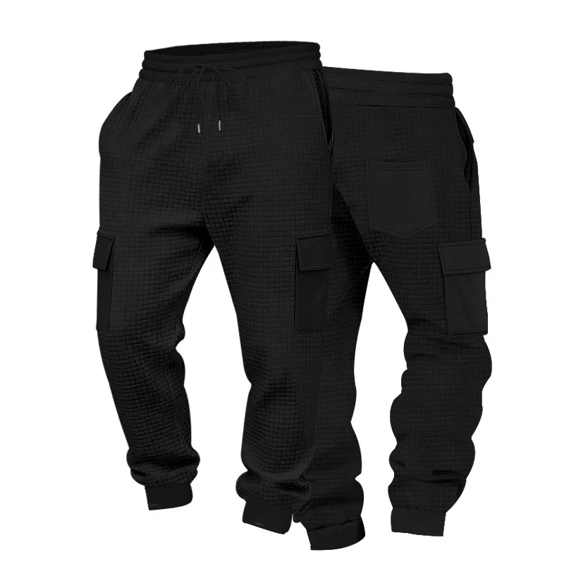Herren Texturierte Waffel-Cargo-Jogginghose mit elastischem Bund und Multifunktions-Taschendesign Nord Taschen