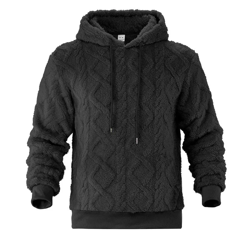 Herren Teddy-Fleece-Hoodie mit diamantstruktur, gefütterter Kapuze und weichen Rippbündchen Nord Taschen