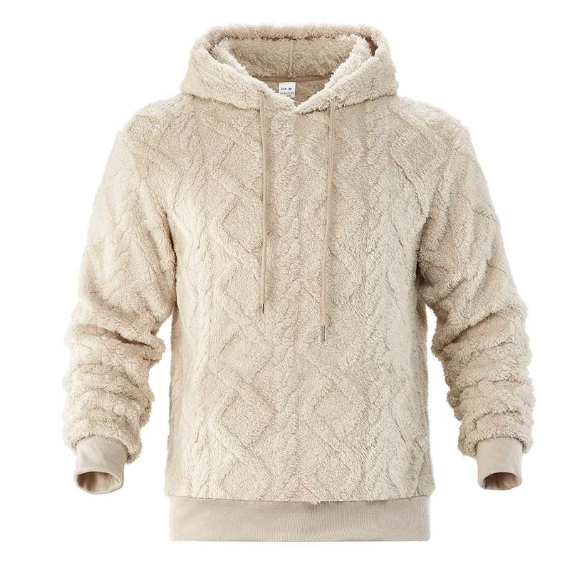 Herren Teddy-Fleece-Hoodie mit diamantstruktur, gefütterter Kapuze und weichen Rippbündchen Nord Taschen