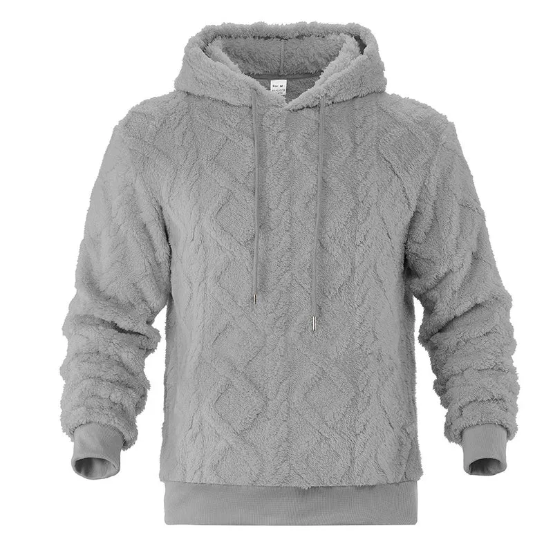 Herren Teddy-Fleece-Hoodie mit diamantstruktur, gefütterter Kapuze und weichen Rippbündchen Nord Taschen