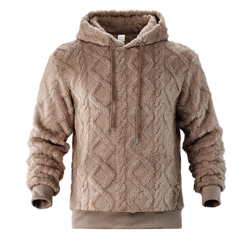 Herren Teddy-Fleece-Hoodie mit diamantstruktur, gefütterter Kapuze und weichen Rippbündchen Nord Taschen