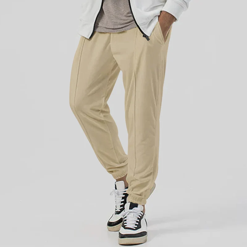 Herren Tapered-Jogginghose im Leinenlook mit Bügelfalte und Bündchen Nord Taschen