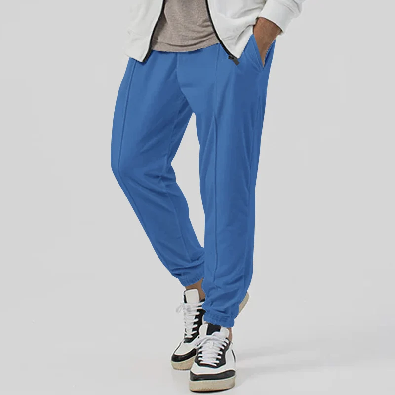 Herren Tapered-Jogginghose im Leinenlook mit Bügelfalte und Bündchen Nord Taschen