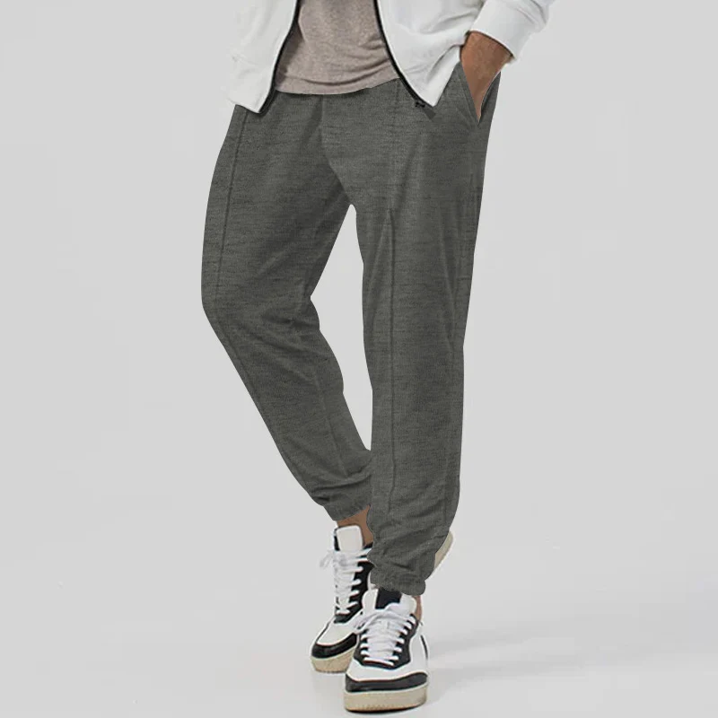 Herren Tapered-Jogginghose im Leinenlook mit Bügelfalte und Bündchen Nord Taschen