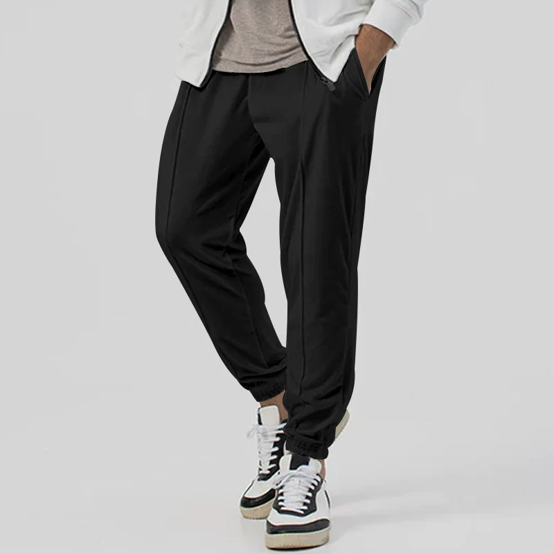 Herren Tapered-Jogginghose im Leinenlook mit Bügelfalte und Bündchen Nord Taschen