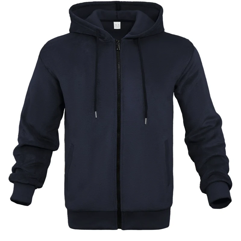 Herren Strukturiertes Kapuzen-Sweatshirt mit Vollzip, Seitentaschen und Rippbündchen Nord Taschen