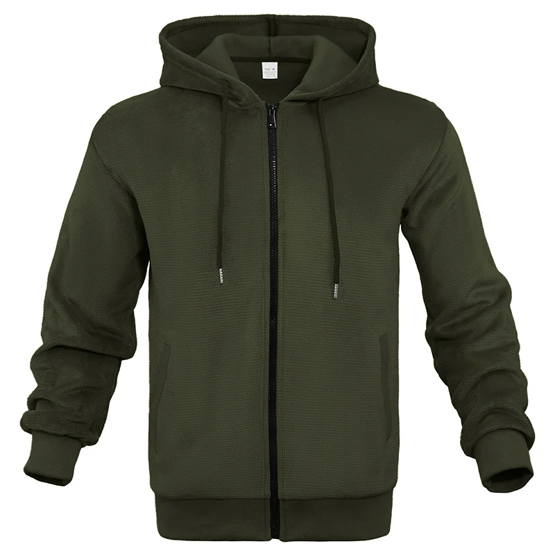Herren Strukturiertes Kapuzen-Sweatshirt mit Vollzip, Seitentaschen und Rippbündchen Nord Taschen
