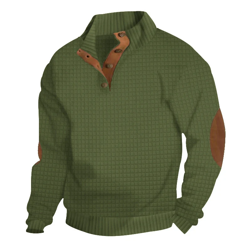 Herren Strukturierter Pullover mit Halbknopf-Leiste und Ellbogenpatches Nord Taschen