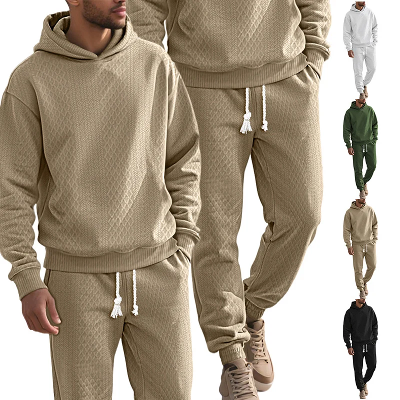 Herren Strukturierter Lounge-Set mit Kapuzenpullover und Jogginghose Nord Taschen
