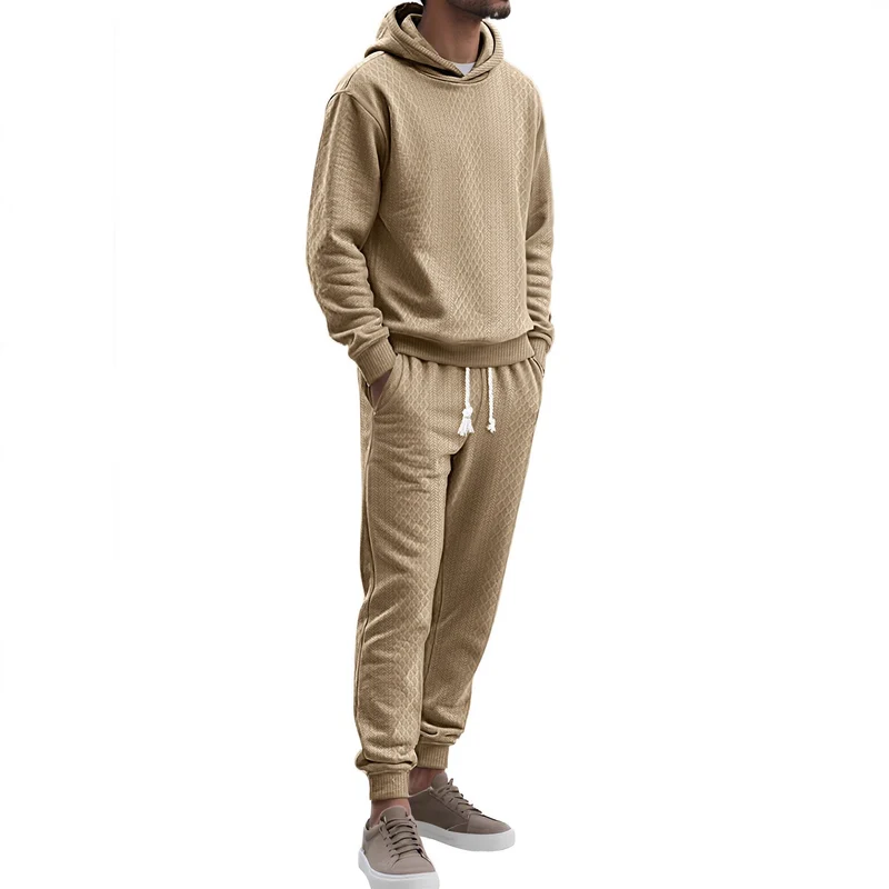 Herren Strukturierter Lounge-Set mit Kapuzenpullover und Jogginghose Nord Taschen