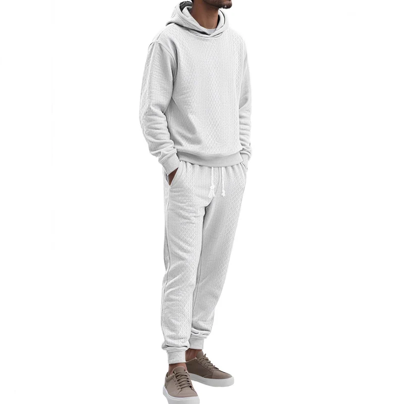 Herren Strukturierter Lounge-Set mit Kapuzenpullover und Jogginghose Nord Taschen