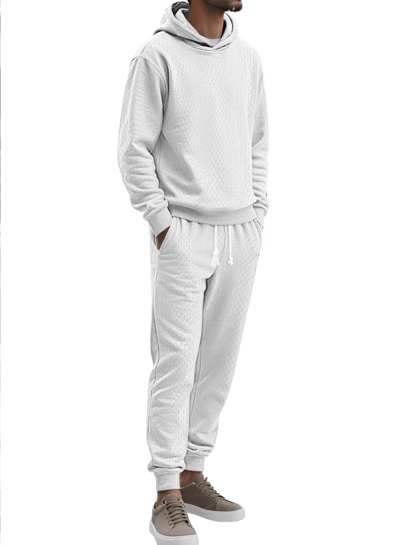 Herren Strukturierter Lounge-Set mit Kapuzenpullover und Jogginghose Nord Taschen