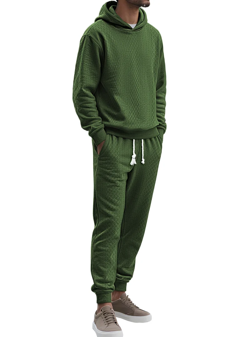 Herren Strukturierter Lounge-Set mit Kapuzenpullover und Jogginghose Nord Taschen