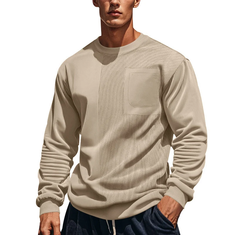 Herren Struktur-Sweatshirt mit Rippen-Panel und Brusttasche Nord Taschen