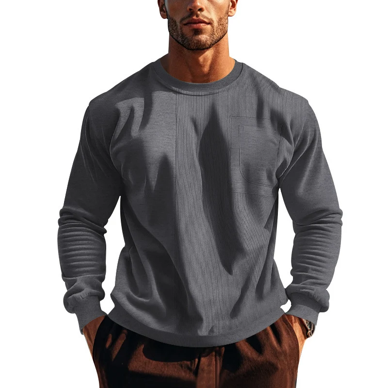 Herren Struktur-Sweatshirt mit Rippen-Panel und Brusttasche Nord Taschen