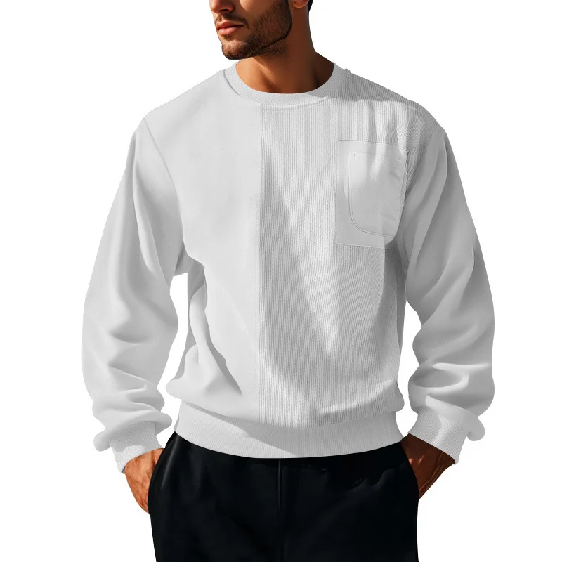 Herren Struktur-Sweatshirt mit Rippen-Panel und Brusttasche Nord Taschen