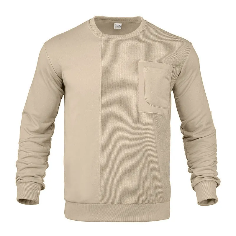 Herren Struktur-Sweatshirt mit Rippen-Panel und Brusttasche Nord Taschen
