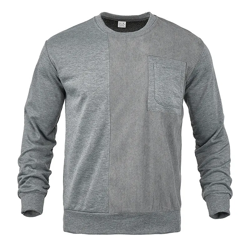 Herren Struktur-Sweatshirt mit Rippen-Panel und Brusttasche Nord Taschen