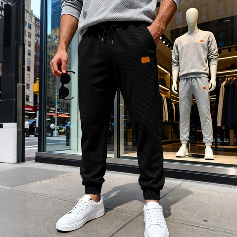 Herren Stepp-Jogginghose mit geometrischem Strukturmuster Nord Taschen