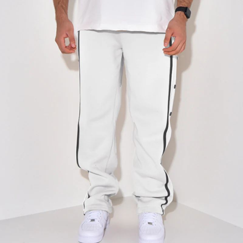 Herren Snap-Trackhose mit seitlichem Kontraststreifen, Druckknopf-Leiste und elastischem Bund Nord Taschen