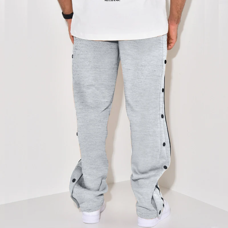 Herren Snap-Trackhose mit seitlichem Kontraststreifen, Druckknopf-Leiste und elastischem Bund Nord Taschen
