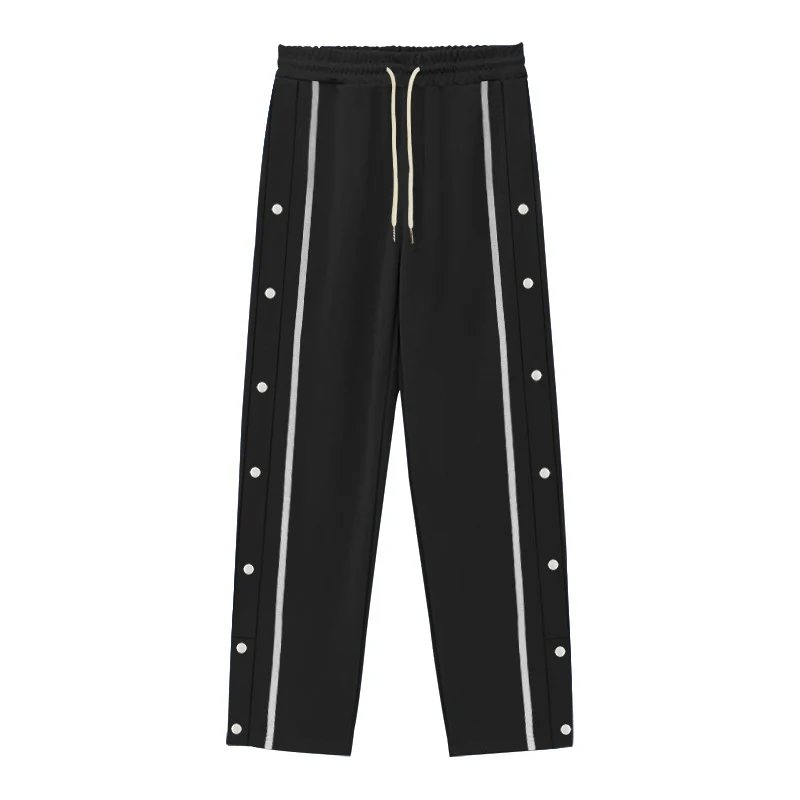 Herren Snap-Trackhose mit seitlichem Kontraststreifen, Druckknopf-Leiste und elastischem Bund Nord Taschen