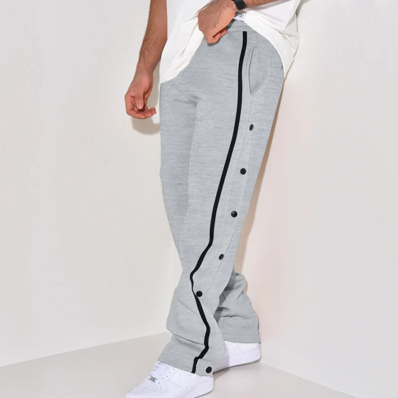 Herren Snap-Trackhose mit seitlichem Kontraststreifen, Druckknopf-Leiste und elastischem Bund Nord Taschen