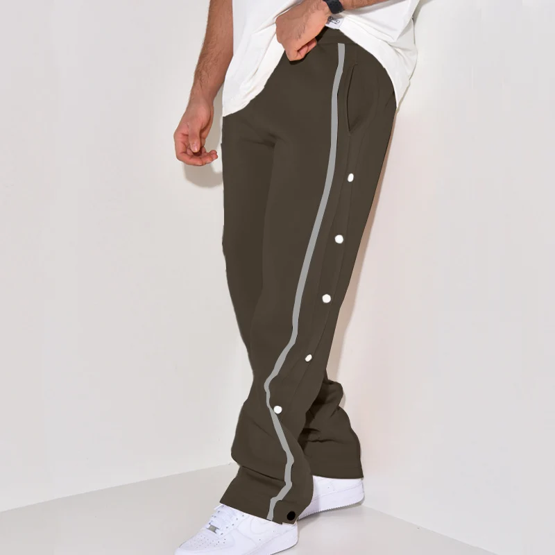 Herren Snap-Trackhose mit seitlichem Kontraststreifen, Druckknopf-Leiste und elastischem Bund Nord Taschen
