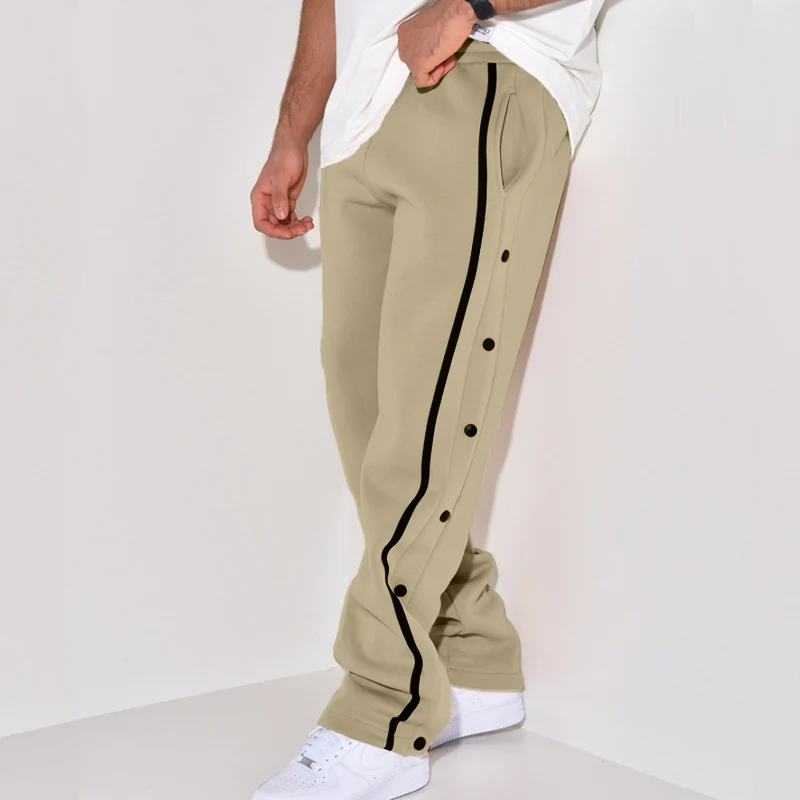 Herren Snap-Trackhose mit seitlichem Kontraststreifen, Druckknopf-Leiste und elastischem Bund Nord Taschen