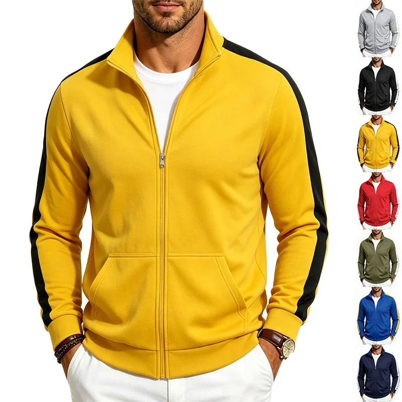 Herren Retro-Trackjacke mit Kontraststreifen und Stehkragen Nord Taschen